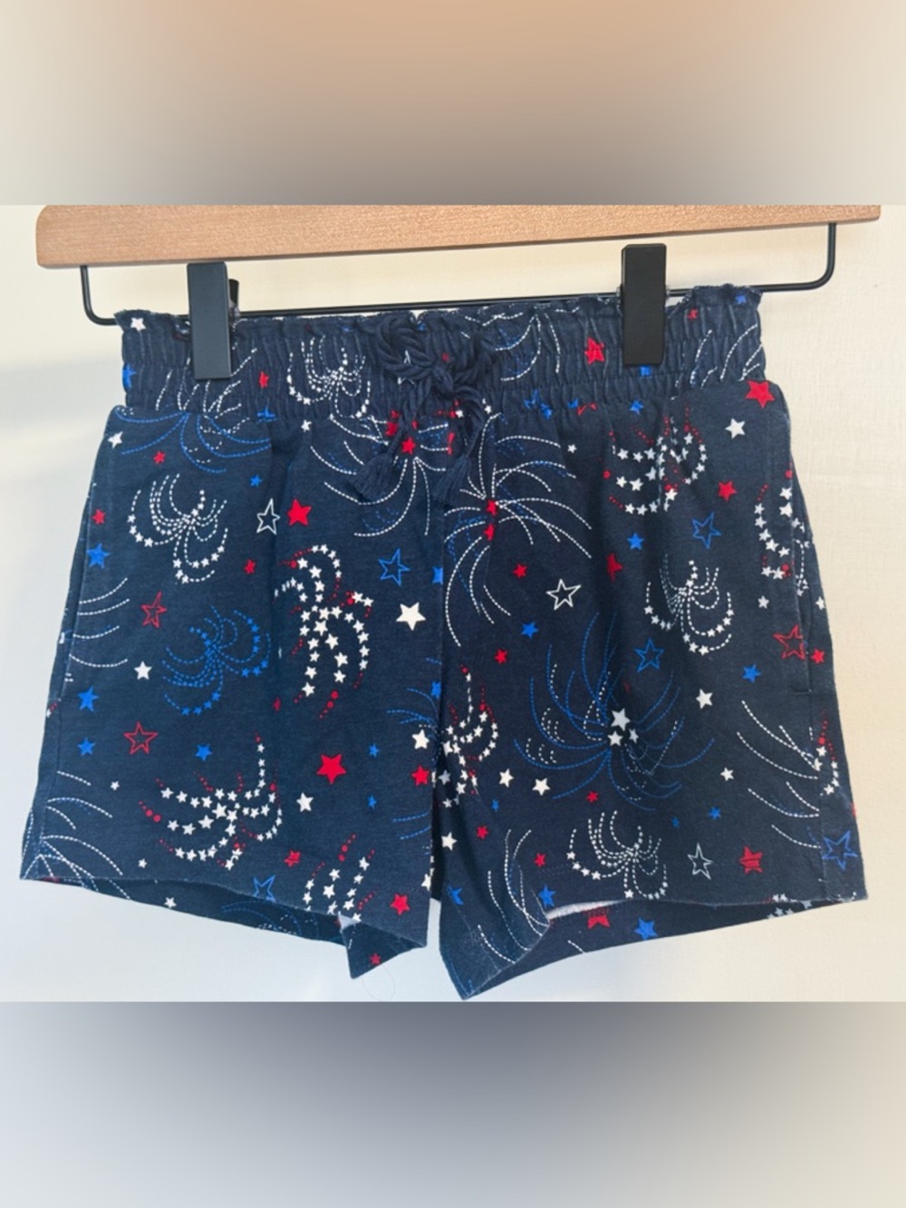 Wonder Nation Girls Patriotic Fireworks Shorts Youth M 7-8 Pull On